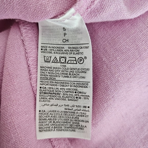 Old Navy Fit Flare Dress Linen Pink Sleeveless Smocked Tie Knot Keyhole Small - Picture 8 of 9